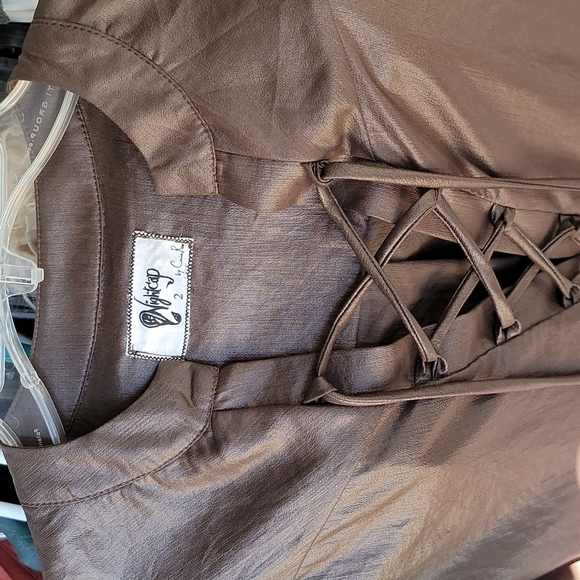 Nightcap Chocolate brown shine top - Picture 6 of 8